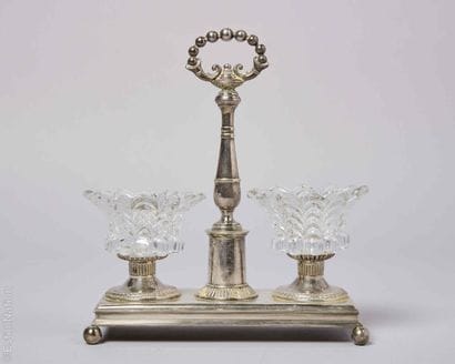 19TH-CENTURY SILVERWARE 
Double salt cellar...