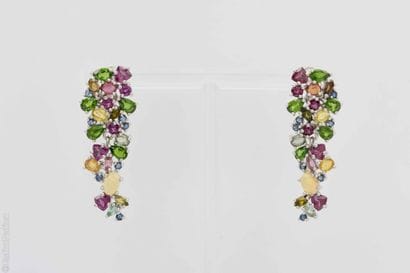 OPAL AND COLORED STONE EARRINGS
A pair of...