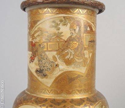 JAPAN
Earthenware vase with low body and...