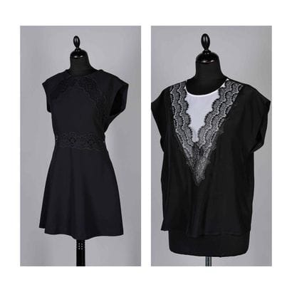 SANDRO
ROBE en crêpe artificiel noir rehaussée...