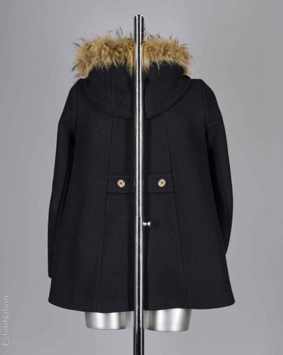 MAJE
DUFFLE COAT en laine vierge noire, capuche...