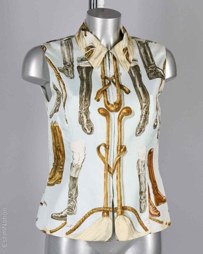 HERMÈS PARIS
GILET en twill de soie imprimé...