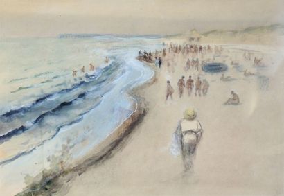 ANONYME
« Vue de plage avec personnages »

Aquarelle...