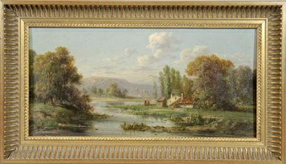 PAYSAGES
Paire d'huiles sur panneau représentant...
