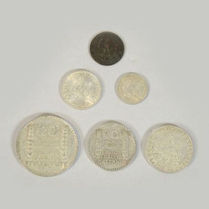 NUMISMATIQUE ARGENT
Lot de pièces françaises...