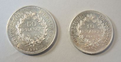 NUMISMATIQUE - LOT
2 pièces en argent HERCULE...