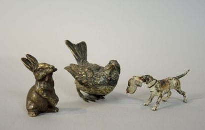 BRONZES ANIMALIERS
Lot de 3 bronzes : moineau,...