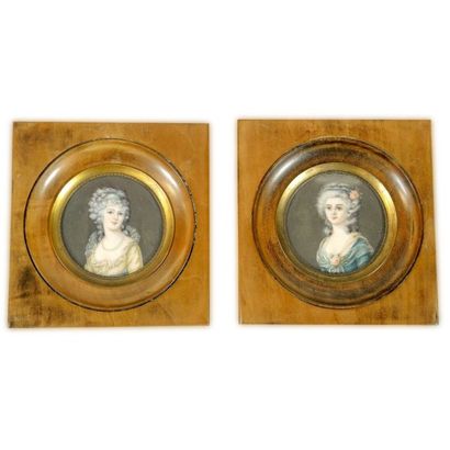 Paire de miniatures sur ivoire représentant...