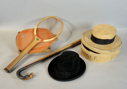 LOT DIVERS
Lot : chapeau, cannotier, cannes...