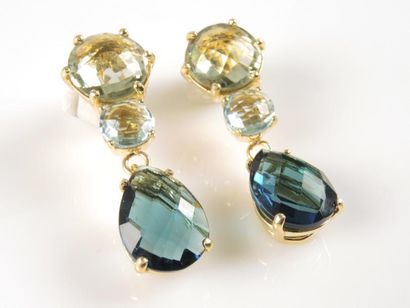 Paire de pendants d'oreilles en argent doré...