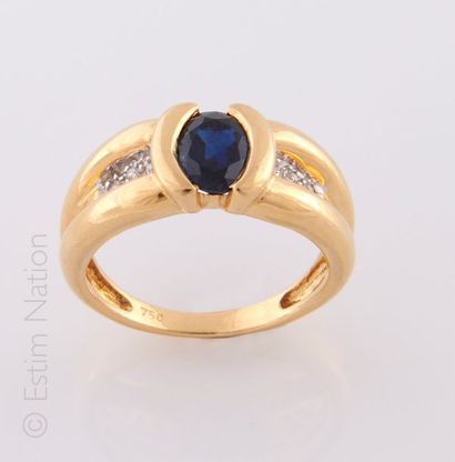 BAGUE EN OR JAUNE, SAPHIR ET DIAMANTS
Bague...