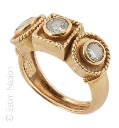 BAGUE OR ET DIAMANTS
Bague en or jaune 18K...