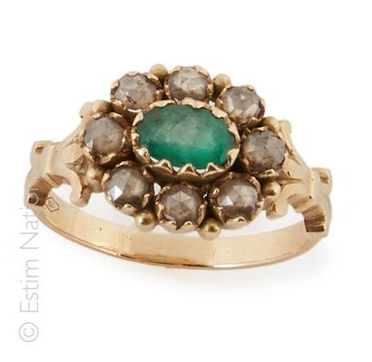 BAGUE ITALIENNE, FIN XIXÈME EN OR, ÉMERAUDE...