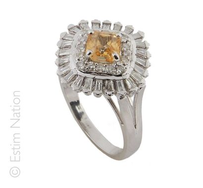 BAGUE SAPHIR JAUNE DIAMANTS
Bague en or gris...