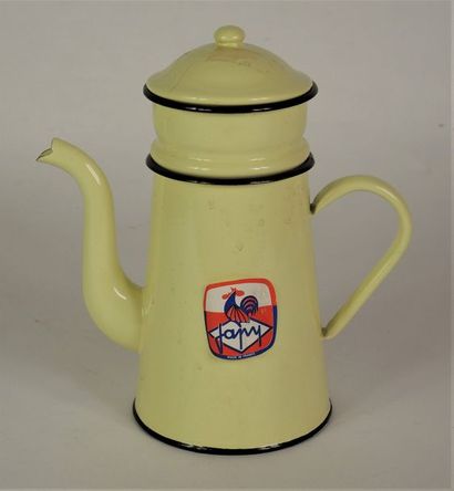 JAPPY
Cafetière en tôle laquée jaune et noir


Ht....