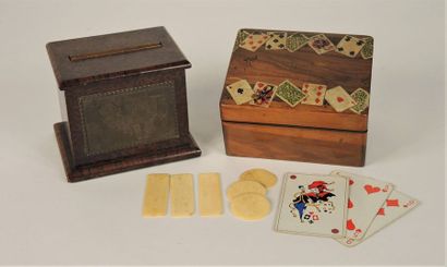 JEUX
Coffret à jeu de cartes en bois le couvercle...