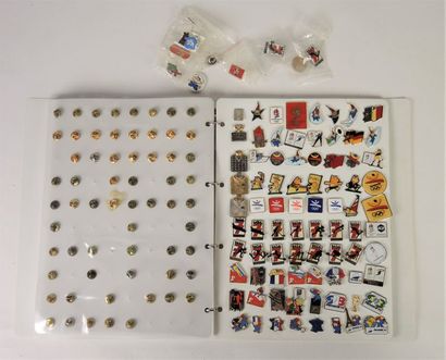 Collection de pin's présentée dans un classeur...