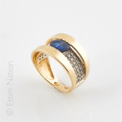 Bague bandeau en or 18K (750°/00) ornée d'un...