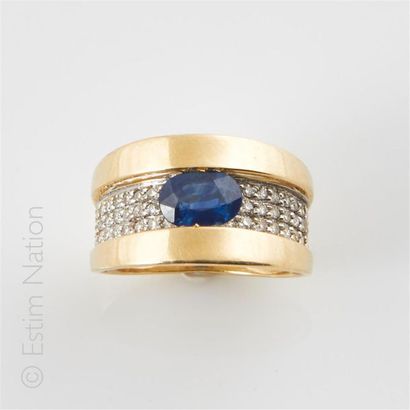 Bague bandeau en or 18K (750°/00) ornée d'un...