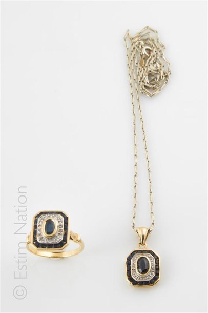Ensemble en or jaune 18K (750°/00) serti...
