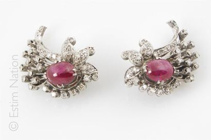CLIPS RUBIS DIAMANTS 
Paire de clips d'oreilles...