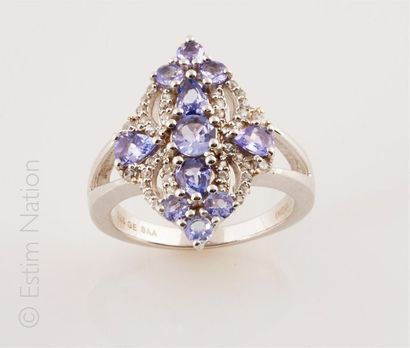 BAGUE TANZANITES 
Bague en argent (925/°°)...