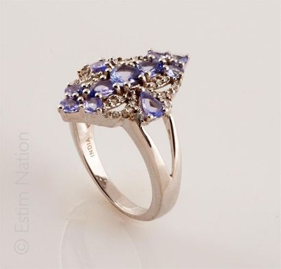 BAGUE TANZANITES 
Bague en argent (925/°°)...