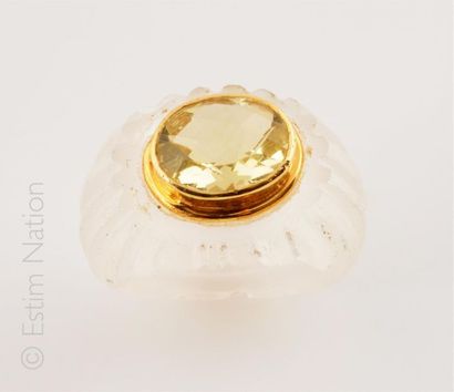 BAGUE CRISTAL DE ROCHE PRASIOLITE 
Bague...