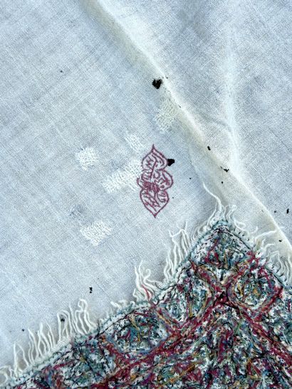 TWO cashmere shawls with borders embroidered...