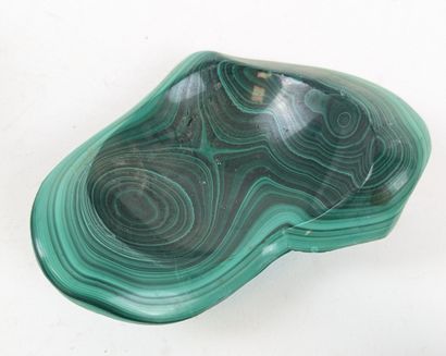 FIVE SMALL MALACHITE CUPS, heart-shaped and...