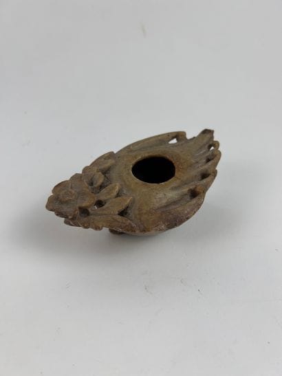 CHINA 
OIL LAMP 
Made of green hardstone...