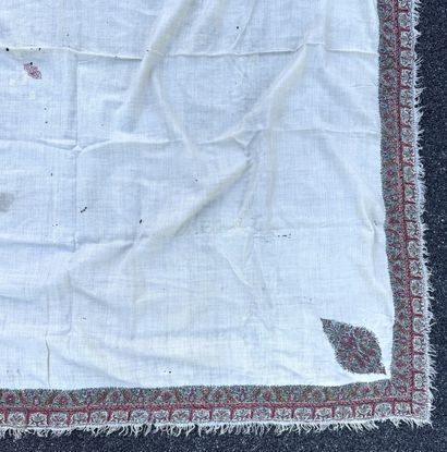 TWO cashmere shawls with borders embroidered...
