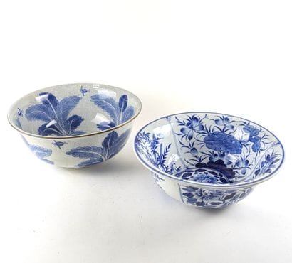 CHINA or JAPAN
TWO LARGE BOWLS made of glazed...
