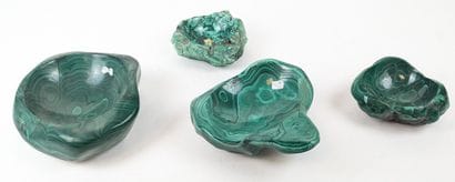 FOUR LARGE MALACHITE BOWLS of various sizes
Width:...