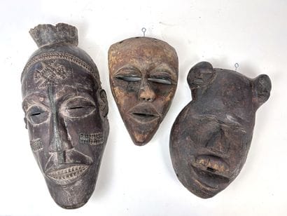 SET OF THREE AFRICAN-STYLE MASKS
Wood with...
