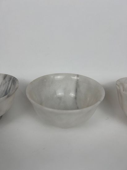 FOUR SMALL BOWLS ON STANDS, three of which...