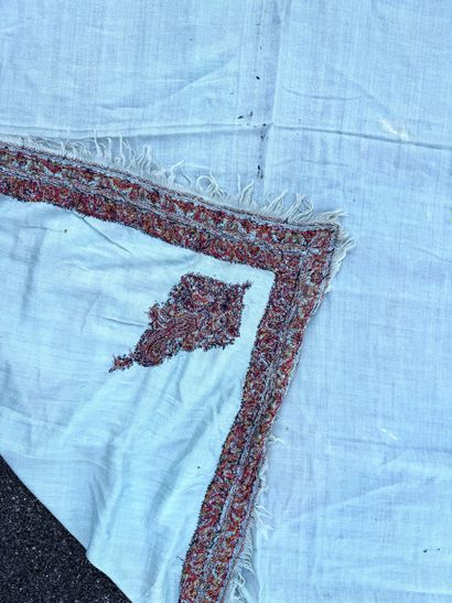 TWO cashmere shawls with borders embroidered...