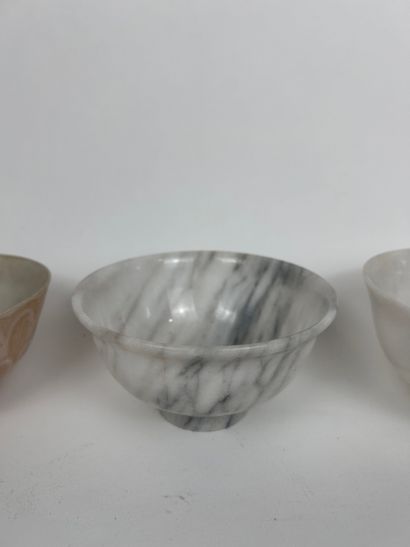 FOUR SMALL BOWLS ON STANDS, three of which...