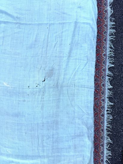 TWO cashmere shawls with borders embroidered...