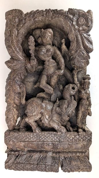 INDIA, 19th century 
CAR PANEL, carved from...