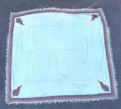 TWO cashmere shawls with borders embroidered...