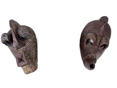 SET OF TWO Songye-style MASKS, Democratic...