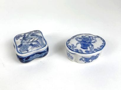 ASIA 
TWO CHARMING BOXES, made of white porcelain;...