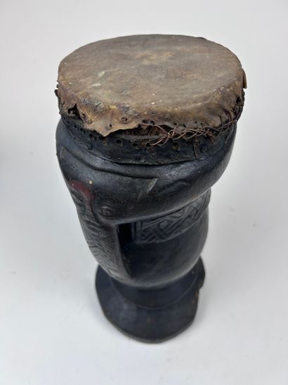 SET OF A LARGE BOX AND A DRUM, Kuba style,...