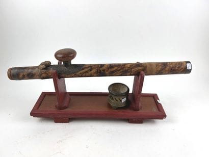 CHINA 
BAMBOO OPIUM PIPE with a chiseled...
