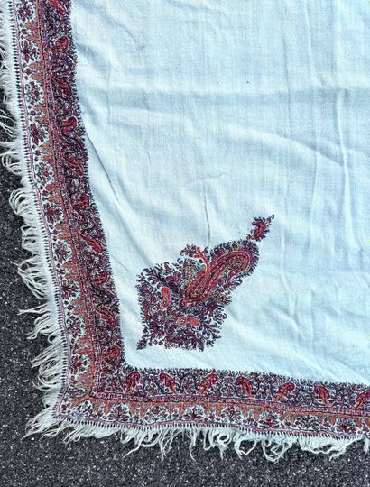 TWO cashmere shawls with borders embroidered...