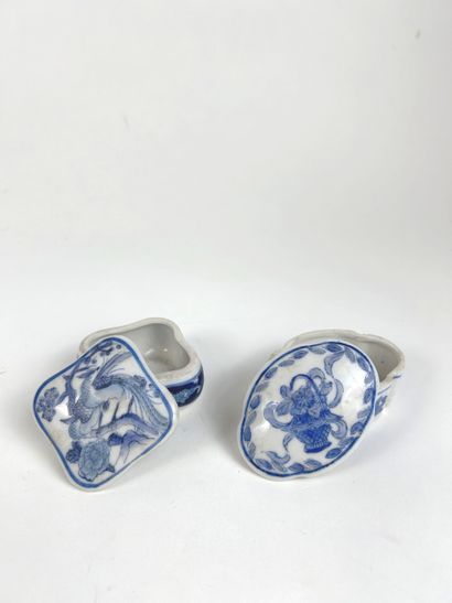 ASIA 
TWO CHARMING BOXES, made of white porcelain;...