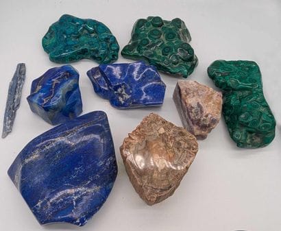 A collection of minerals and rocks, including...