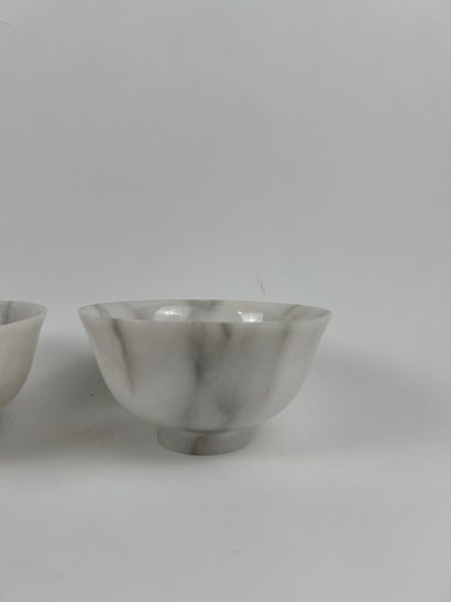FOUR SMALL BOWLS ON STANDS, three of which...