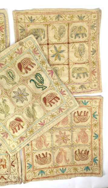 INDIA, 20th century
SET OF FIVE cushion covers...